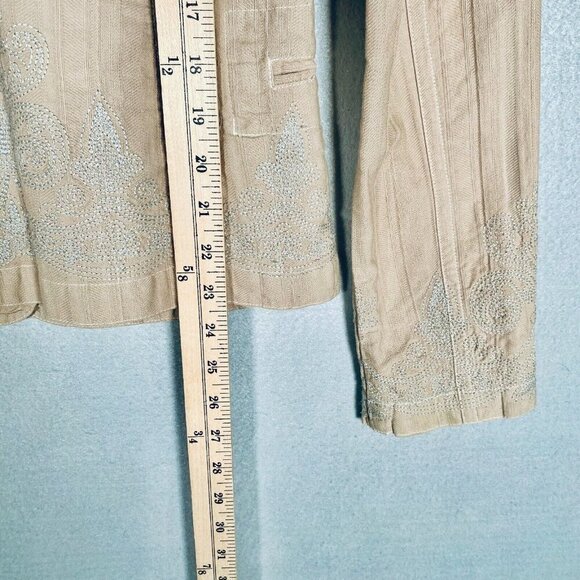 Johnny Was Jacket Womens S Beige Embroidered Blazer Neutral Quiet Luxury - Picture 11 of 13